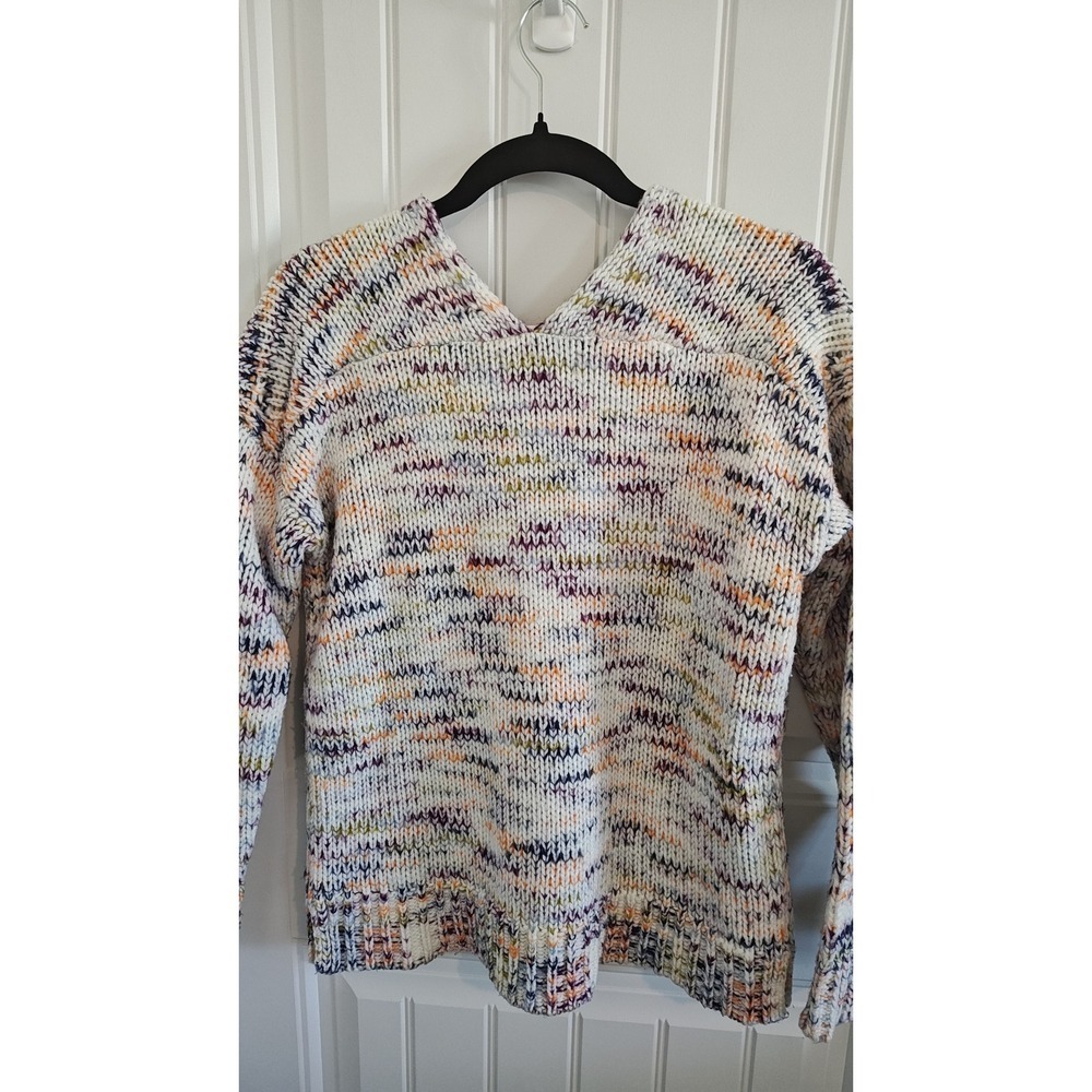 Women Size S Loft Boho Multi-Color Space Dye V-Neck Knit‎ Sweater Excellent - Picture 4 of 15